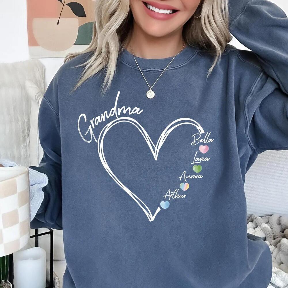 Grandkids Names sweatshirt Or sweatshirt S Grandma Gift Shirt Sweater